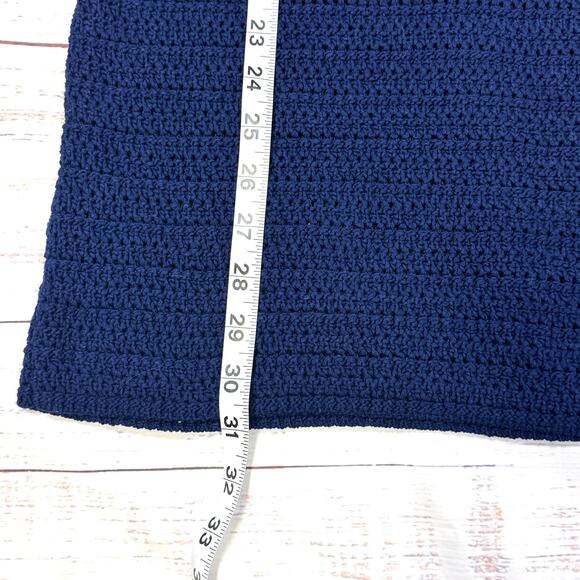 Banana Republic‎ Royal Blue Crochet Open Knit Halter Mini Dress Small Sleeveless - Picture 10 of 10